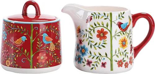 Miniatura 14 de Bico Blue Garden Toile De Jouy - Juego de azucarero y cremera de cerámica, azucarero con tapa, lindo recipiente para barra de café, accesorios