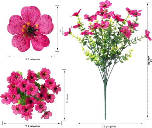 Miniatura 6 de florisso Plantas Artificiales Falsas Flores para Decoración Exterior, 12 Paquetes Margarita de Seda Sintética con Aspecto Real Resistente a UV