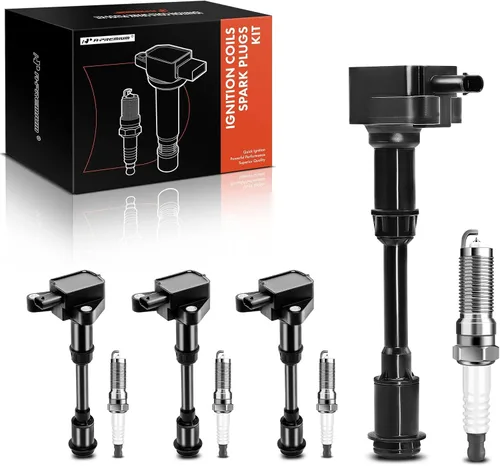 A-Premium Juego de 4 paquetes de bobinas de encendido y bujías de iridio compatibles con Ford Escape 2013-2016, Fusion 2013-2014, Fiesta 2014-2019,