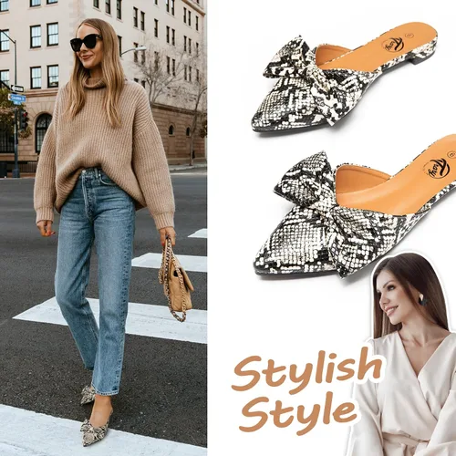 Miniatura 3 de Trary - Zapatos mocasines sin talón, con puntera puntiaguda y lazo para mujer