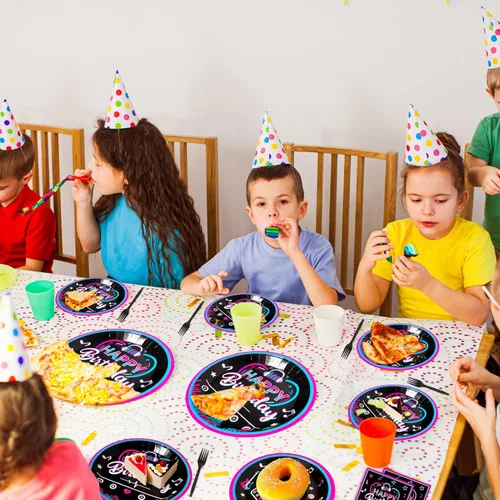 Miniatura 7 de 96 piezas de suministros para fiesta musical con vajilla para niñas, juego de decoración temática musical para fiesta de cumpleaños, platos