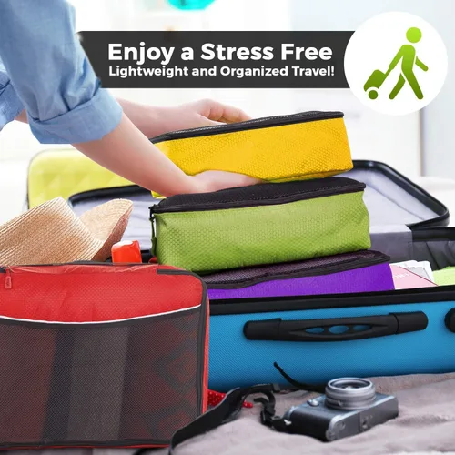 Miniatura 2 de Bago Cubos de embalaje para maletas y bolsas de viaje, juego de 7 bolsas organizadoras de equipaje y maleta, cubos de compresión para organizador
