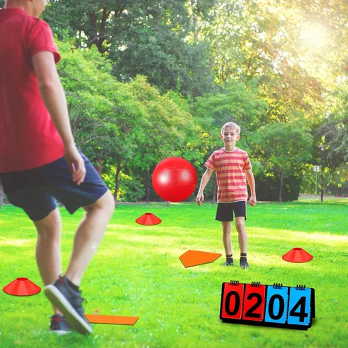 Miniatura 6 de Jenaai 18 piezas juego de kickball deportivo incluye pelota de parque infantil 5 bases de goma para tirar bomba de balón marcador bolsa de red 10