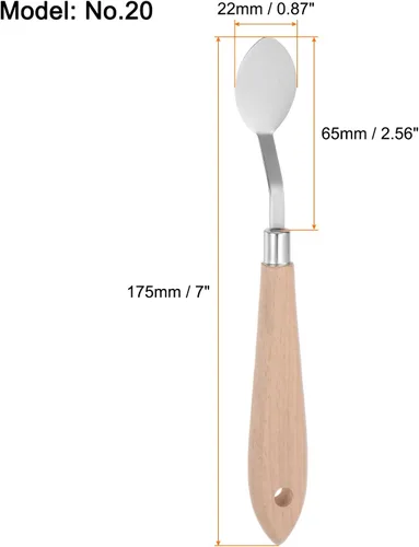 Miniatura 2 de HARFINGTON 4 unids No.20 Paleta Cuchillos 0.866 in Ancho Acero Inoxidable Oval Espátula Pintura Cuchillo de Paleta con Mango de Madera para Óleo