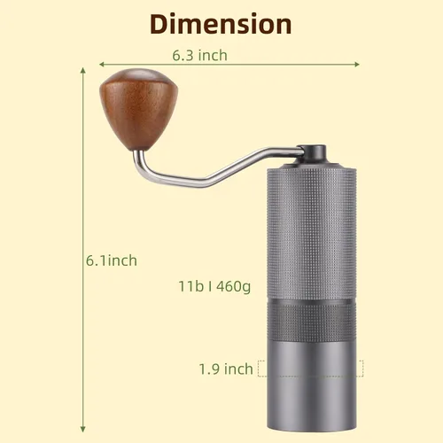 Miniatura 8 de Popsweet C38 - Molinillo de café manual con rebabas exteriores cónicas de acero inoxidable desmontables, molienda de granos de café de 400 libras
