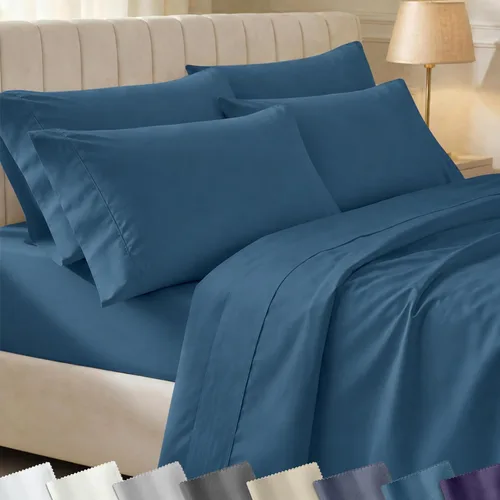 Miniatura 36 de California Design Den - Juego de sábanas de 400 hilos de 100% algodón, sábanas y fundas de almohada, transpirables, para cama King, satén suave