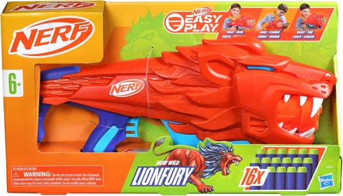 Miniatura 2 de NERF Wild Lionfury, lanzador de dardos fácil de jugar, 16 dardos Nerf Elite, juguetes de león Nerf Blaster para niños y niñas de 6 años en adelante