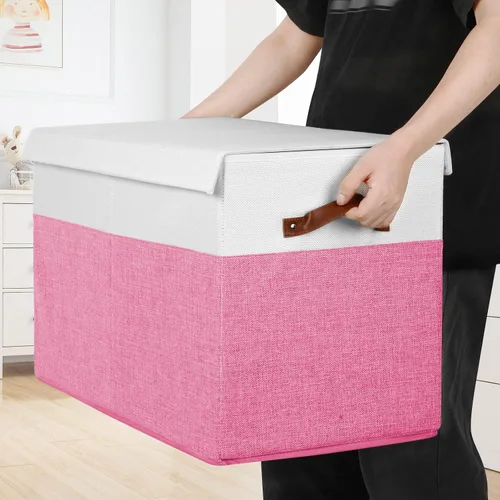 Miniatura 5 de Gowee Caja grande de juguetes con tapa, caja de almacenamiento de juguetes resistente, cesta organizadora con divisores para niños pequeños, niños