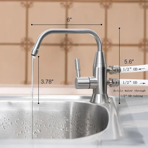 Miniatura 2 de Grifo de agua alcalina, 1/2 "grifo ionizador de dos caños de acero inoxidable para sistema de filtración de ionizador de agua alcalina