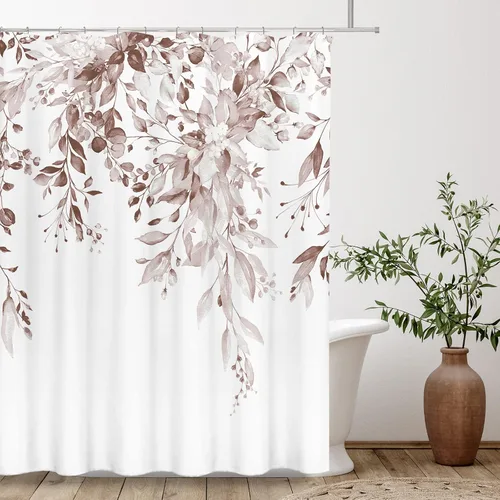 Miniatura 58 de Tititex Spun Sugar - Juego de cortinas de ducha de eucalipto azul claro, hojas de acuarela brillantes en la parte superior, decoración floral