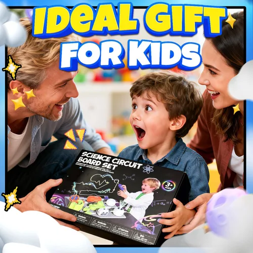 Miniatura 7 de SMILESSKIDDO Kits de ciencia para niños Juguetes STEM para niños, kit de exploración electrónica, más de 300 proyectos, 16 piezas de circuito