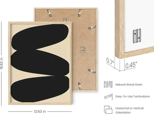 Miniatura 3 de HAUS AND HUES Arte de pared neutro - Póster abstracto minimalista, óvalos flotantes y formas geométricas (marco negro, 12 x 16)