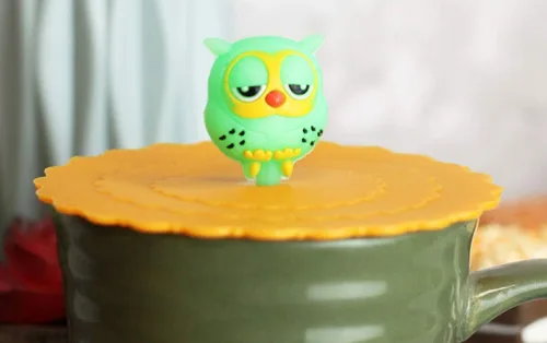 Paquete de 4 tapas de silicona coloridas con diseño de animales caprichosos para tazas de café, té, bebidas frías y calientes, antipolvo, sello