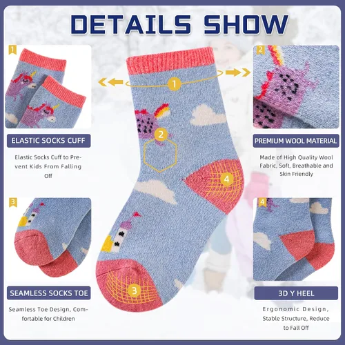 Miniatura 112 de Eocom 6 pares de calcetines de invierno cálidos de lana para niños y niñas