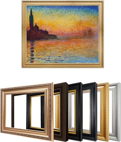 Miniatura 74 de IPIC - Reproducción artística de los lirios de agua de Claude Monet 1906, impresiones giclée coinciden con el marco dorado clásico, arte de pared
