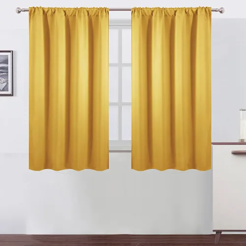 Miniatura 142 de LEMOMO Cortinas opacas negras para cocina, 42 x 45 pulgadas, juego de 2 paneles de cortinas opacas con bolsillo para cortinero para ventana pequeña