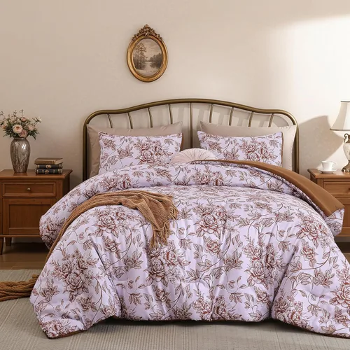 Miniatura 13 de JANZAA Juego de edredón tamaño Individual, juego de cama beige con estampado de leopardo, ropa de cama elegante y con estilo con estampado de animal