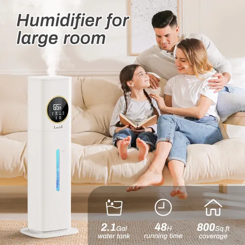 Miniatura 2 de Humidificador para habitación grande, humidificadores de 2.1 galones/8L para dormitorio y hogar con difusor de aceite esencial, humidificadores