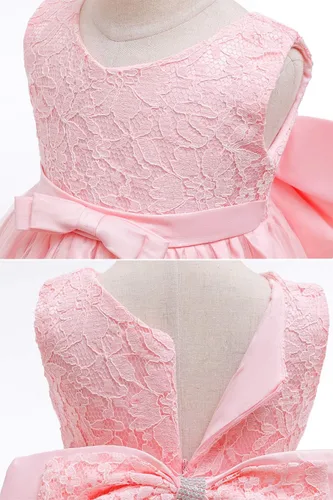 Miniatura 5 de LZH - Vestido para niñas bebé con volante, encaje, espalda descubierta y lazo - Incluye accesorio para la cabeza - Vestido con flores para desfile
