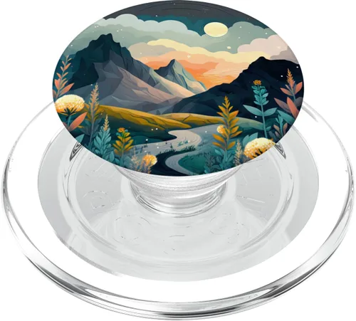 Miniatura 8 de Boho Chic Floral Moon Mountain Forest Nature Retro Flower PopSockets intercambiables PopGrip
