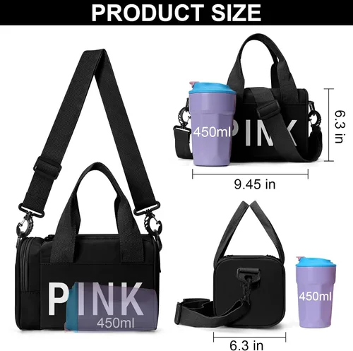 Miniatura 5 de Mini bolsa cruzada pequeña para gimnasio para mujeres y hombres, bonita bolsa de lona pequeña, bolsa deportiva estética, bolsa de gimnasio