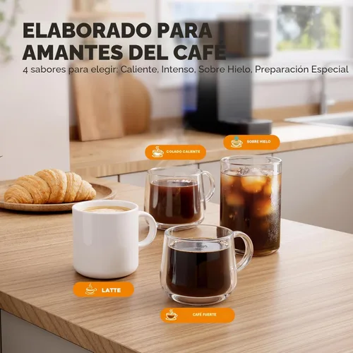 Miniatura 3 de Tastyle Cafetera de una sola porción con espumador de leche desmontable integrado, máquina de café helado y caliente para cápsulas K y café molido