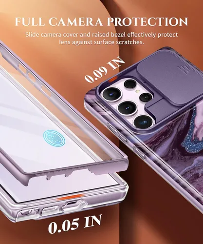 Miniatura 3 de GVIEWIN para Samsung Galaxy S23 Ultra Funda con cubierta deslizante para cámara, [Protector de pantalla incorporado] [2 Marcos frontales] Funda