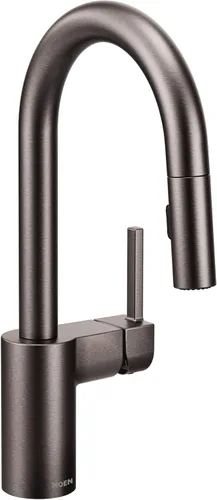 Moen 5965BLS Align Grifo de Barra Moderno de Una Manija Extraíble con Power Clean con tecnología Reflex, Acero Inoxidable Negro