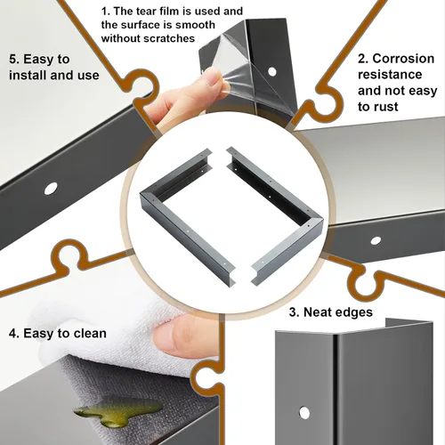 Miniatura 4 de Kit de 2 piezas de acero inoxidable para microondas, 3 pulgadas de ancho, kit de llenado de panel lateral de microondas integrado para estufa, Negro