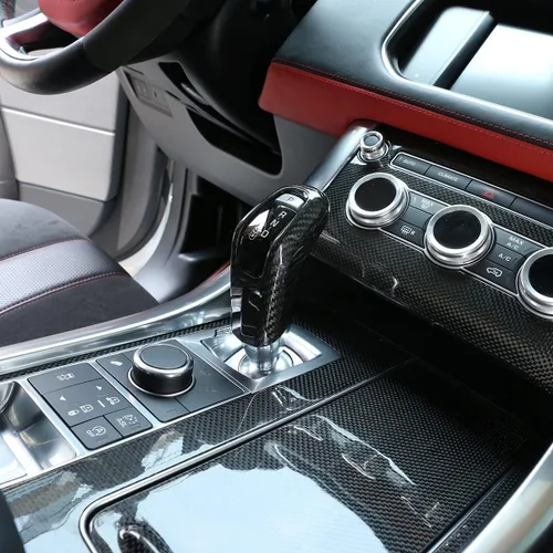 Miniatura 4 de YIWANG Cubierta de la cabeza de la perilla de palanca de cambios de fibra de carbono 100% real para Land Rover RangeRover Sport 2014-2017, para Negro