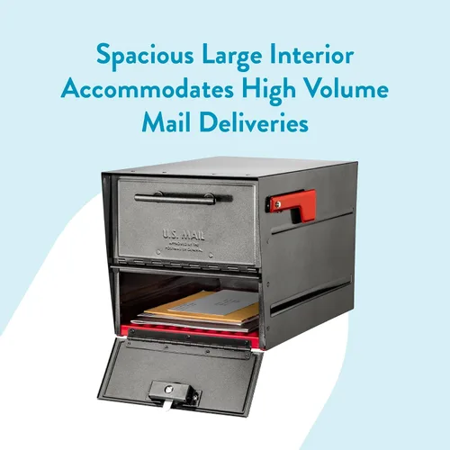 Miniatura 3 de Architectural Mailboxes Oasis® Eclipse™ Buzón Seguro con Cerradura Aprobado por USPS, Resistente, Anti-Robo de Acero Montado en Poste para Exterior