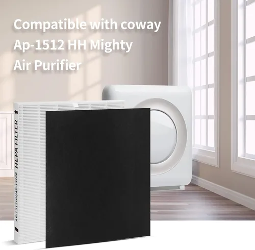 Miniatura 2 de Paquete de 2 filtros de repuesto AP-1512HH, compatibles con Coway AP-1512HH Mighty Purifier, parte # 3304899, con 4 filtros de carbono adicionales