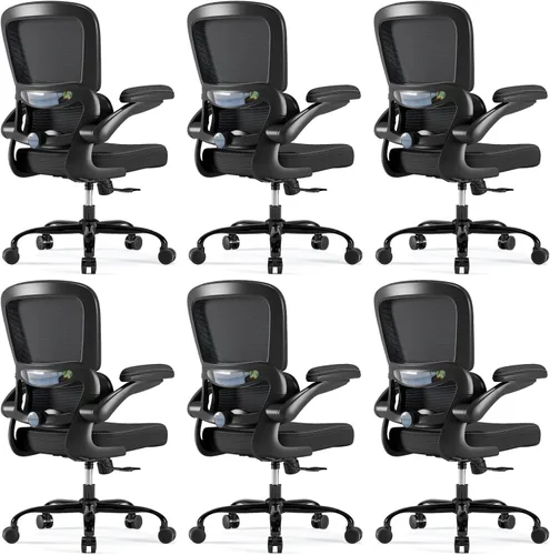 Miniatura 10 de TRALT Silla de oficina ergonómica, silla de escritorio con soporte lumbar ajustable, silla de computadora cómoda de malla con reposabrazos Rosa