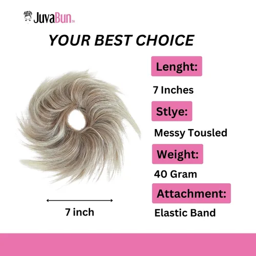 Miniatura 3 de JuvaBun Pieza de pelo rubia despeinada para mujer – Pieza de cabello rubio desordenado para moño, añade volumen instantáneo, rápido updo, lavable