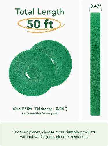 Miniatura 5 de LE TAUCI Lazos para plantas, cinta de jardín para plantas, soporte reutilizable ajustable más grueso para el crecimiento, agarre fuerte, enredaderas