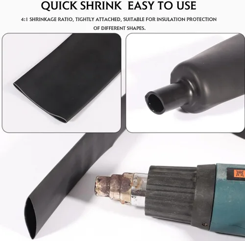 Miniatura 8 de Tubo termorretráctil negro con adhesivo forrado con adhesivo 4:1, grado marino, impermeable, de alambre retráctil, sello de aislamiento