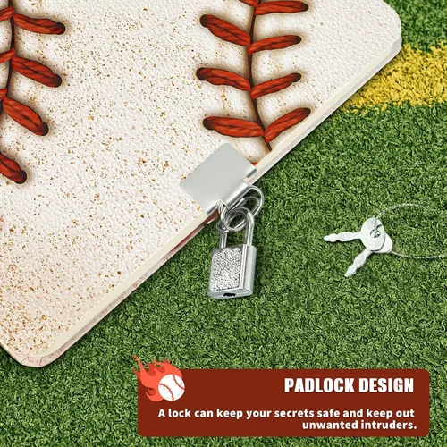 Miniatura 3 de WERNNSAI Diario luminoso de béisbol para niños, diario secreto con cerradura y llaves, cuaderno de diario para niños, regalo de cumpleaños y Navidad
