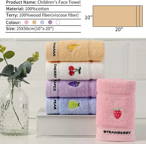 Miniatura 7 de Toallas faciales 100% de algodón para niños, toallas de mano y toallas para los dedos para baño, juego de toallas bordadas con bonito