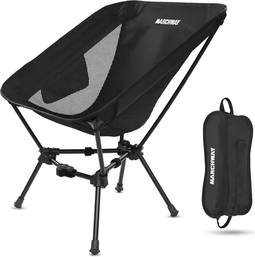 MARCHWAY Silla de camping plegable ligera, portátil y compacta para campamento al aire libre, viajes, playa, picnic, festival, senderismo, Negro