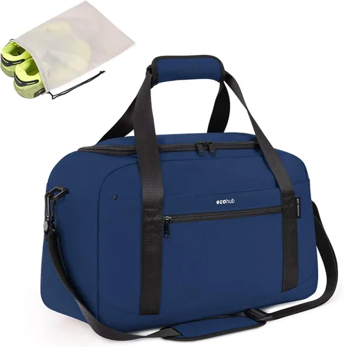 ECOHUB Bolsa de gimnasio deportiva con bolsillo para ropa húmeda y bolsa para zapatos, bolsa de lona impermeable para hombres y mujeres, bolsa de