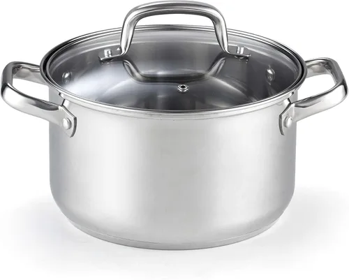 Miniatura 9 de Cook N Home Olla de acero inoxidable de 3 cuartos de galón, olla pequeña con tapa de vidrio, olla básica para saucier, asas de silicona que se