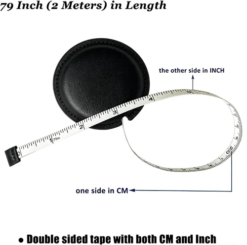 Miniatura 2 de Cinta métrica de cuerpo para coser a medida de tela, cinta métrica para mediciones médicas corporales, 60 pulgadas/4.9 ft, regla retráctil de doble