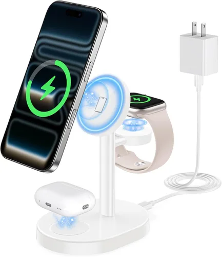 Miniatura 32 de Hevanto 25W 3 in 1 Super Fast Charging Station for Apple MagSafe Charger, Wireless Magnetic Mag-Safe Charger Stand for iPhone 17 16 15 14 13 12