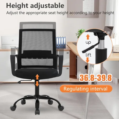 Miniatura 6 de PayLessHere Silla de oficina para computadora, silla ergonómica de malla, respaldo medio, silla giratoria para oficina en casa, silla de escritorio
