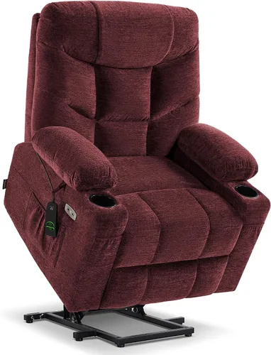 Miniatura 15 de MCombo Silla reclinable Power Lift con reposapiés extendido para personas mayores, tela 7287 (marrón, mediano)