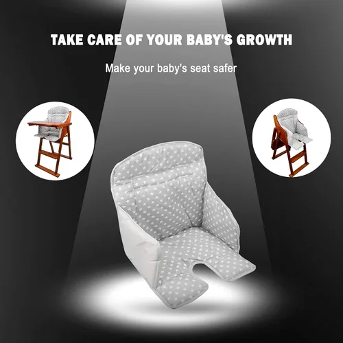 Miniatura 7 de twoworld Cojín para silla alta, funda de asiento para silla alta para el pelo de comedor de bebé (estrella gris)