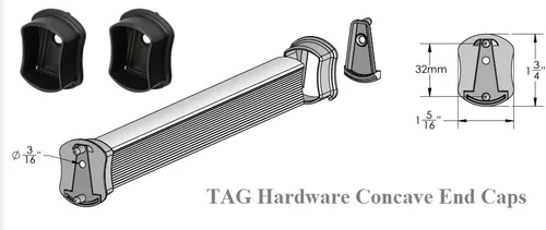 Miniatura 2 de TAG Hardware - 1 par de bridas de soporte de extremo cóncavo para armario (Negro)