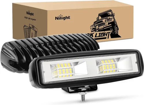 Nilight Focos LED Laterales 2PCS 6.5 Pulgadas 60W Haz de Inundación y Concentrado Combo Barra de Luz Luces Antiniebla de Conducción Iluminación de
