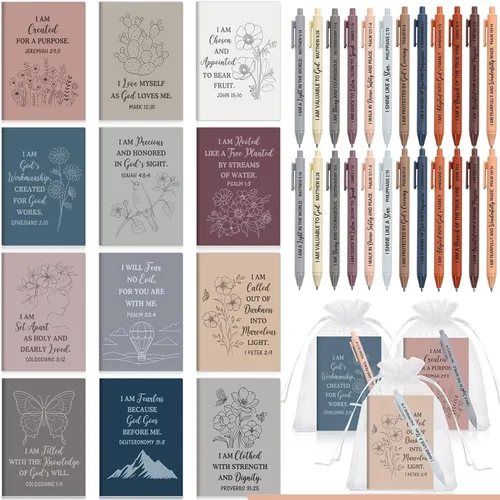 Miniatura 29 de Mooliwe Conjunto de Regalo de Afirmación Positiva de 24 Juegos/48 Piezas, Cuadernos de Gratitud con Bolígrafos, Bolsas Pequeñas, Blocs de Notas