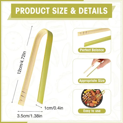 Miniatura 2 de Chengu 240 pinzas de bambú desechables pequeñas de madera para tostadora, utensilios de cocina para catering, buffet, aperitivo, boda, fiesta